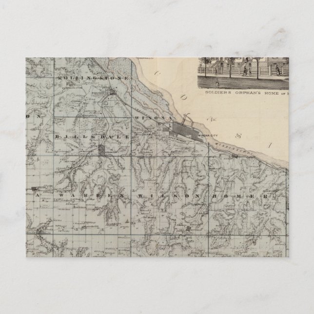 Karta i Winona County, Minnesota Vykort (Framsida)