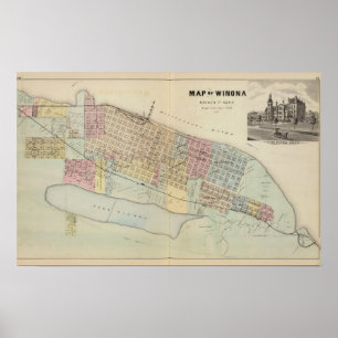 Karta i Winona, Minnesota Poster