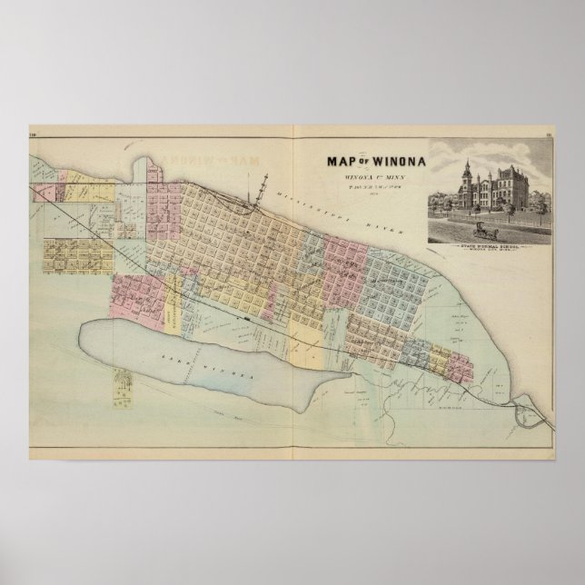 Karta i Winona, Minnesota Poster (Framsidan)