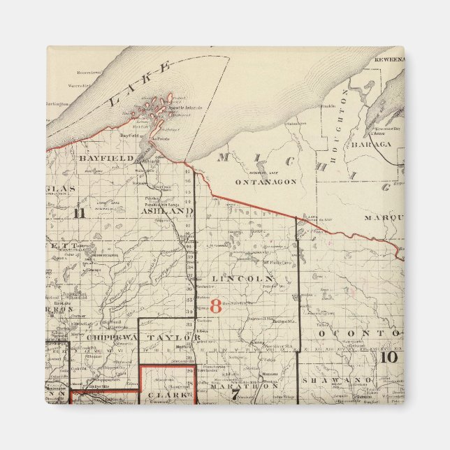 Karta i Wisconsin Magnet (Framsidan)