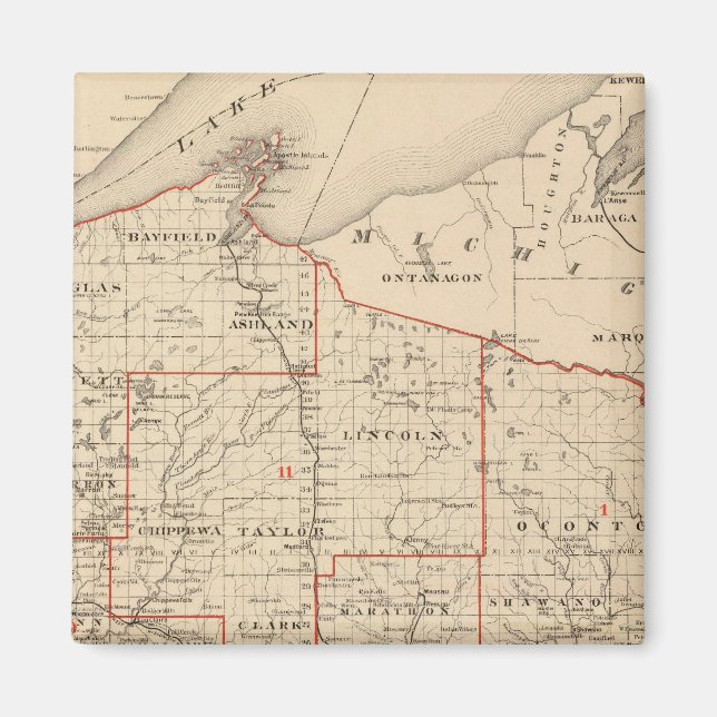 Karta i Wisconsin med senataldistrikt Magnet (Framsidan)