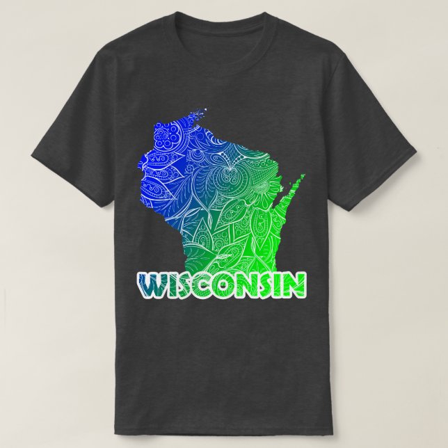 Karta i Wisconsin med text i T Shirt (Design framsida)