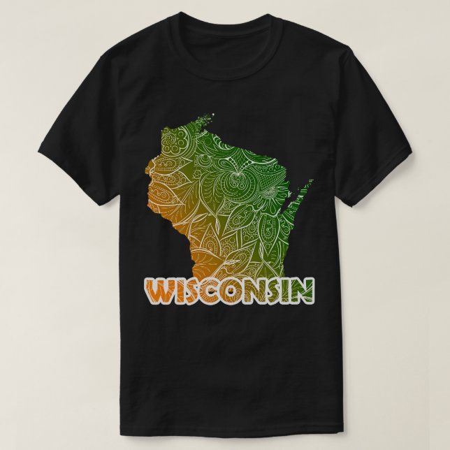 Karta i Wisconsin med text i T Shirt (Design framsida)