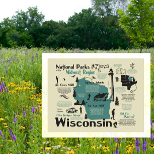 Karta i Wisconsin National Parker Vykort