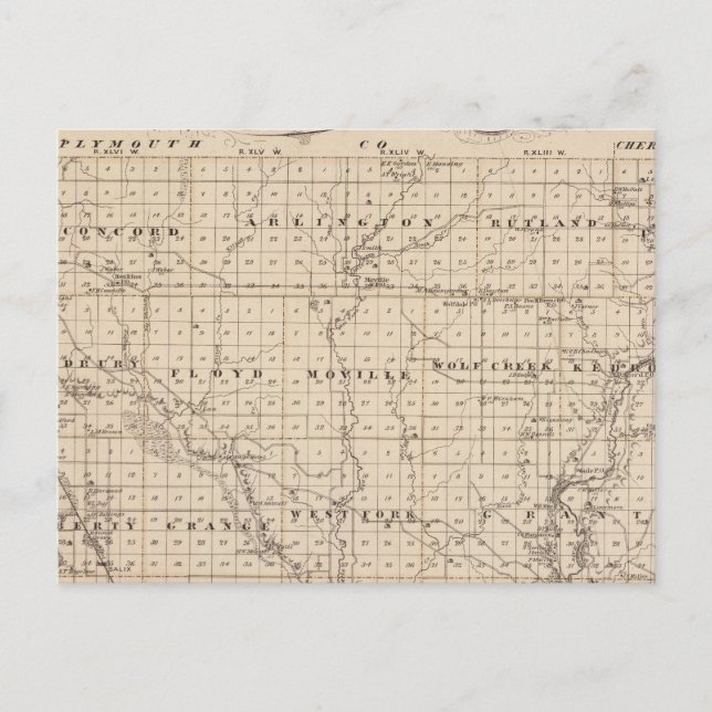 Karta i Woodbury County, delstaten Iowa Vykort (Framsida)