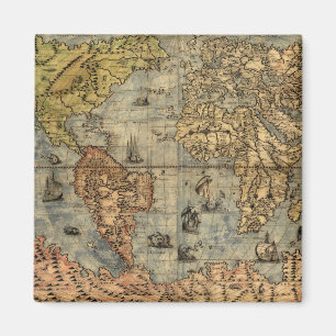 Karta i World Antique Globe Magnet