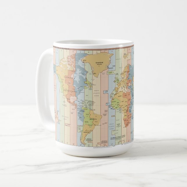 Karta i World Time Zones Kaffemugg (Framsida vänster)