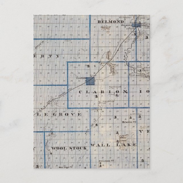 Karta i Wright County, delstaten Iowa Vykort (Framsida)