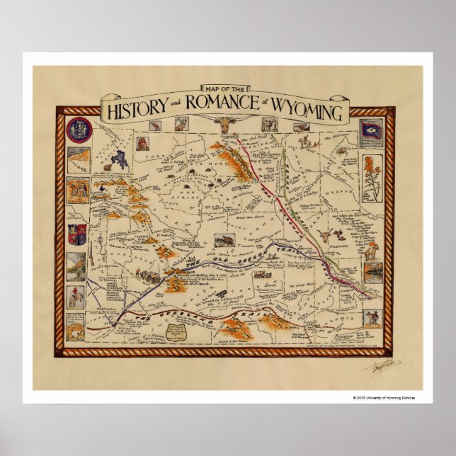 Karta i Wyomings historia och Romantik Poster (Framsidan)