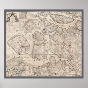 Karta i Zeeland, Nederländerna (1748) Poster