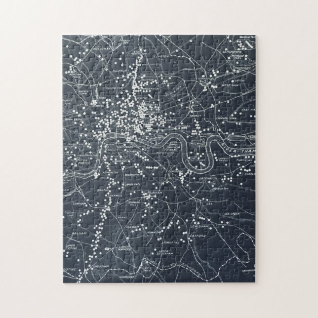 Karta i Zeppelin och flygplansbomber i London Pussel (Vertikal)