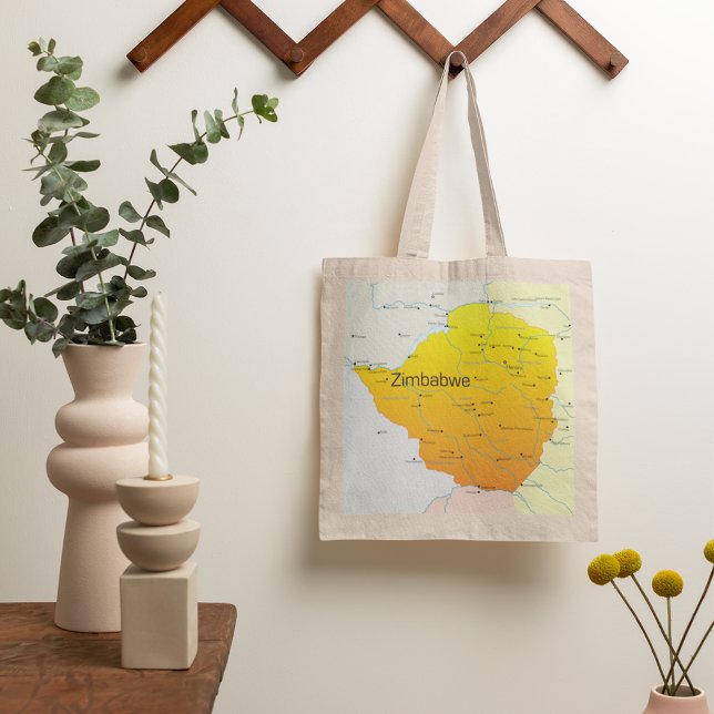 Karta i Zimbabwe Tote Bag Tygkasse (Skapare uppladdad)