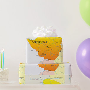 Karta i Zimbabwe Wrapping Papper Presentpapper