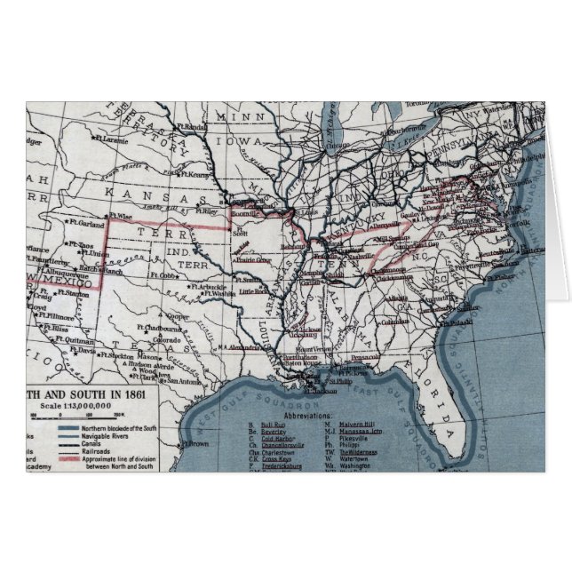 KARTA: INBÖRDESKRIG 1861 HÄLSNINGSKORT (Framsidan Horizontal)