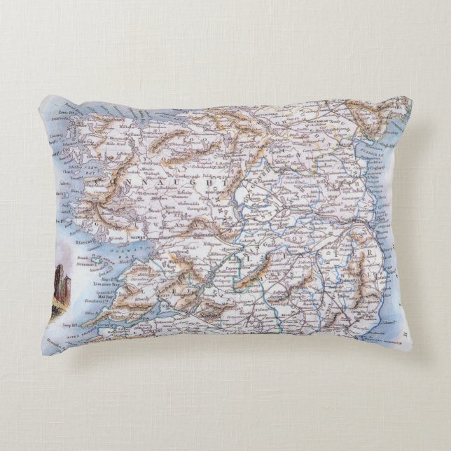 Karta: Irland 1851 Prydnadskudde (Framsidan)