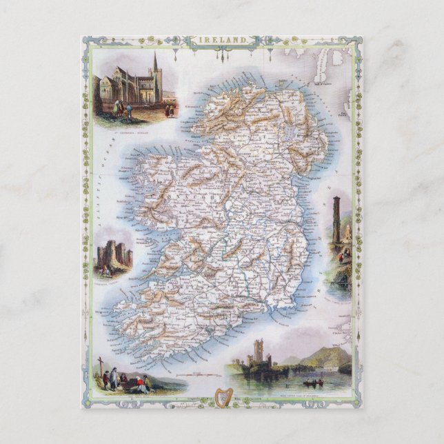 Karta: Irland, 1851 Vykort (Framsida)