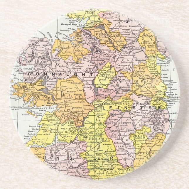 KARTA: IRLAND c1890 Underlägg Sandsten (Framsidan)