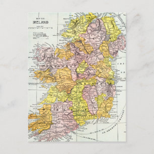 KARTA: IRLAND, c1890 Vykort