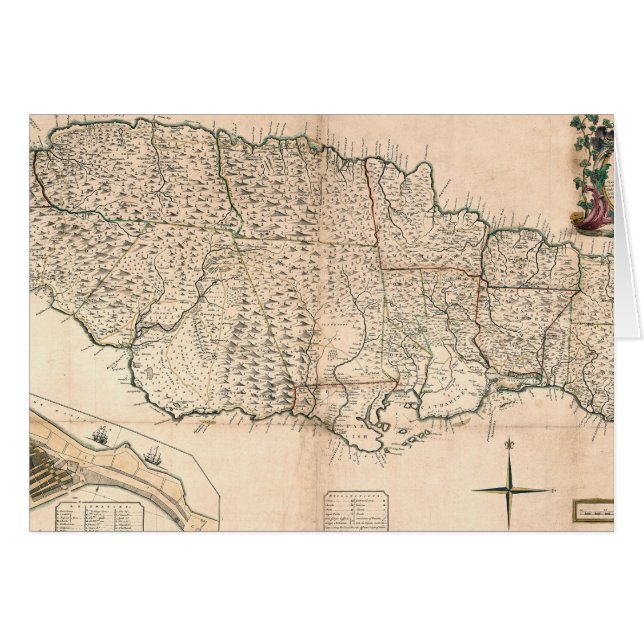 KARTA: JAMAICA 1755 2 HÄLSNINGSKORT (Framsidan Horizontal)
