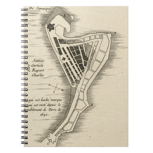 KARTA: JAMAICA 1755 ANTECKNINGSBOK MED SPIRAL (Framsidan)