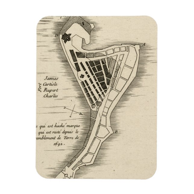 KARTA: JAMAICA, 1755 MAGNET (Vertikal)