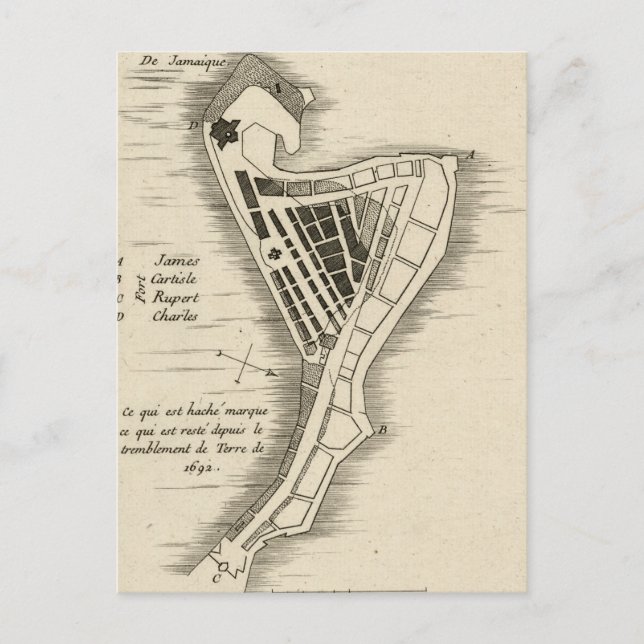 KARTA: JAMAICA, 1755 VYKORT (Framsida)
