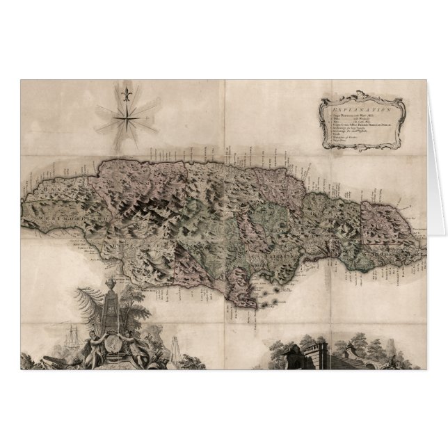 KARTA: JAMAICA 1763 HÄLSNINGSKORT (Framsidan Horizontal)