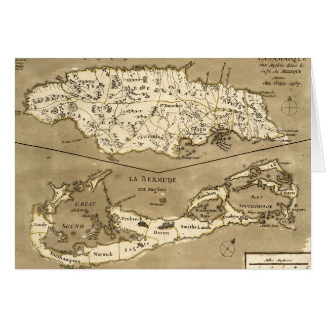 KARTA: JAMAICA 1767 HÄLSNINGSKORT (Framsidan Horizontal)
