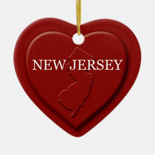 Karta julprydnad i New jersey Heart Julgransprydnad Keramik (Framsidan)