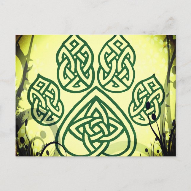 Karta, keltisk knut, tass, hund vykort (Framsida)