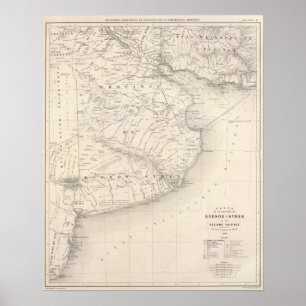 Karta landskap av Buenos Aires, neighboring Poster