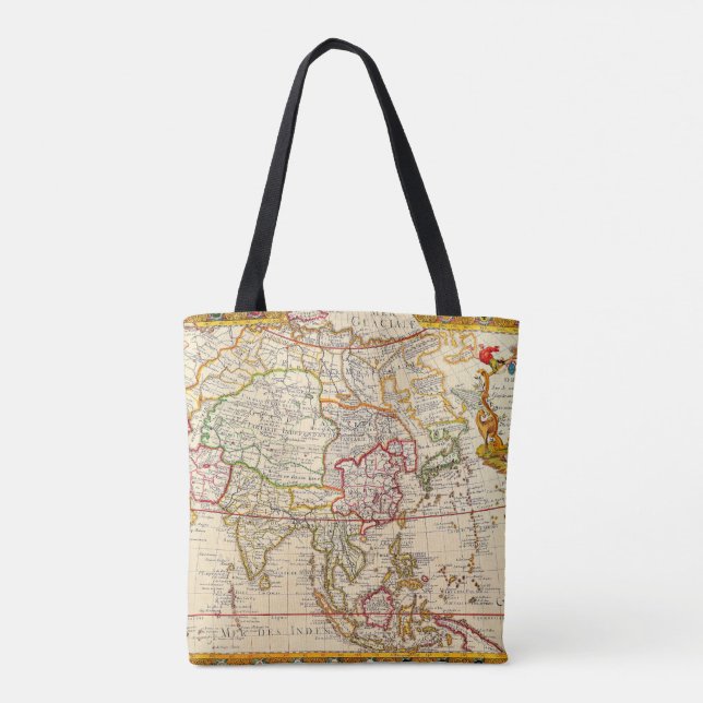 Karta L'Asie Dressee Tote Bag Tygkasse (Baksida)