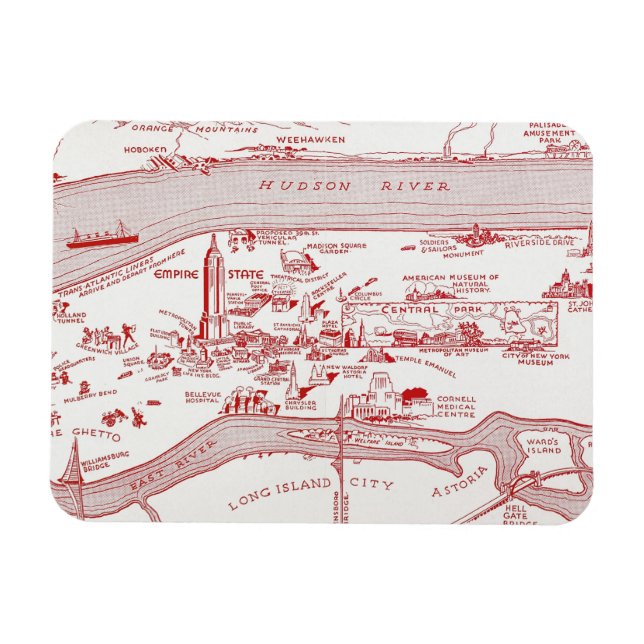 KARTA: MANHATTAN, c1935 Magnet (Horisontell)