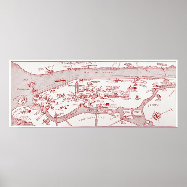 KARTA: MANHATTAN, c1935 Poster (Framsidan)