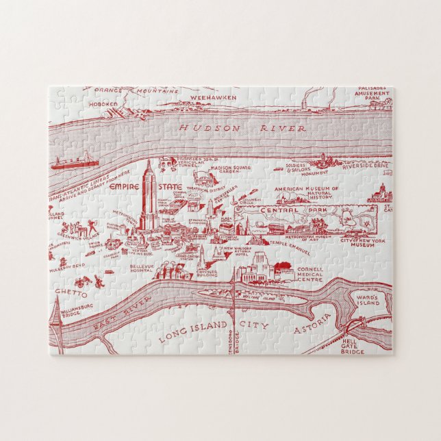 KARTA: MANHATTAN c1935 Pussel (Horisontell)