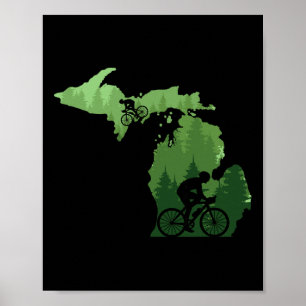 Karta Michigan Mountain Bike-förare Mtb Cykling Mo Poster