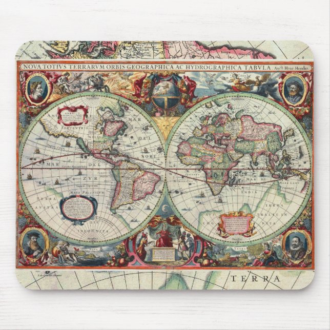 Karta Mousepad för gammal värld Musmatta (Framsidan)