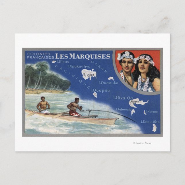 Karta, Natives in a Canoe Vykort (Framsida)