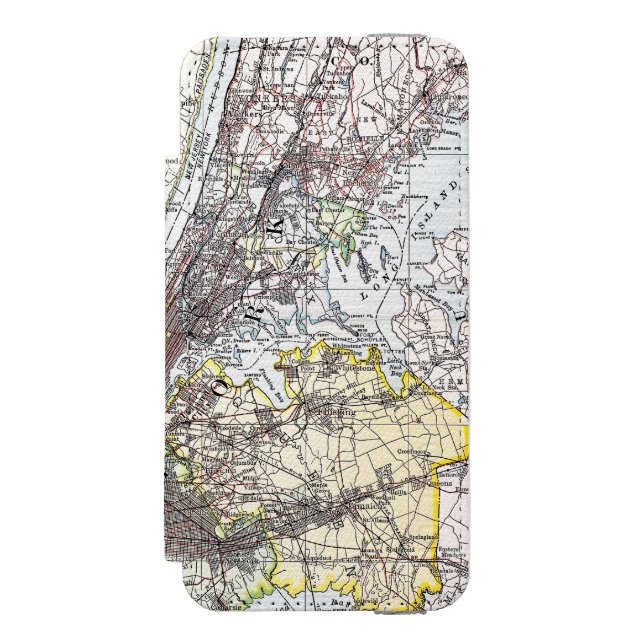 Karta: New York-area 1906 Incipio iPhone Wallet Skal (Folio Framsidan)