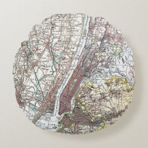Karta: New York-area 1906 Rund Kudde