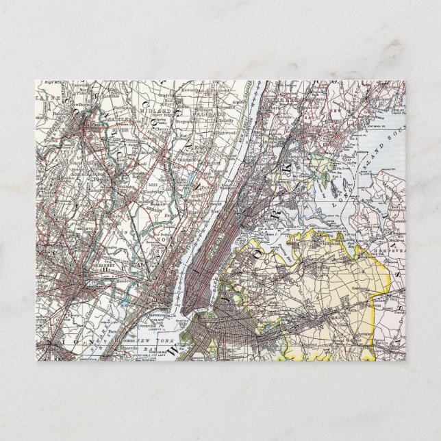 Karta: New York Area, 1906 Vykort (Framsida)