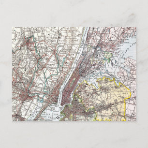 Karta: New York Area, 1906 Vykort