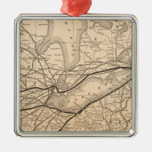 Karta New York Central och Hudson River Railroad Julgransprydnad Metall