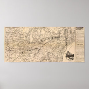 Karta New York Central och Hudson River Railroad Poster
