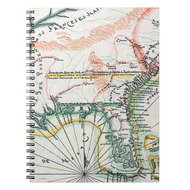 Karta: Nordamerika 1742 Anteckningsbok Med Spiral (Framsidan)