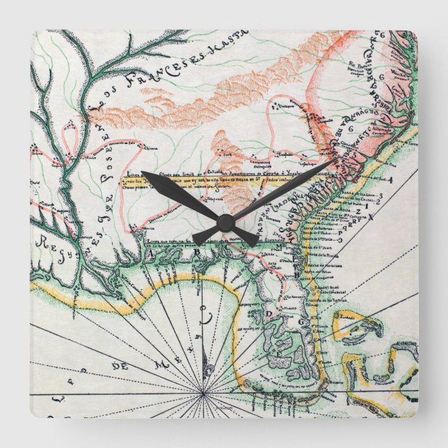 Karta: Nordamerika 1742 Fyrkantig Klocka (Framsida)