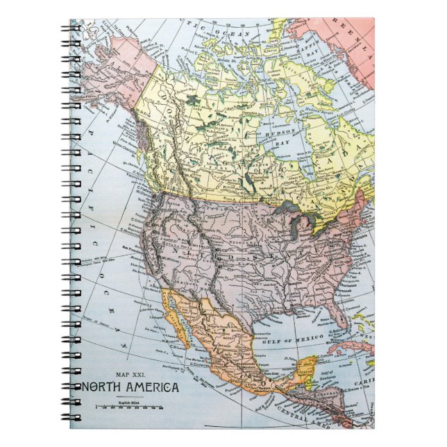 KARTA: NORDAMERIKA 1890 ANTECKNINGSBOK (Framsidan)