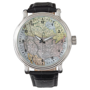 KARTA: NORDAMERIKA 1890 ARMBANDSUR