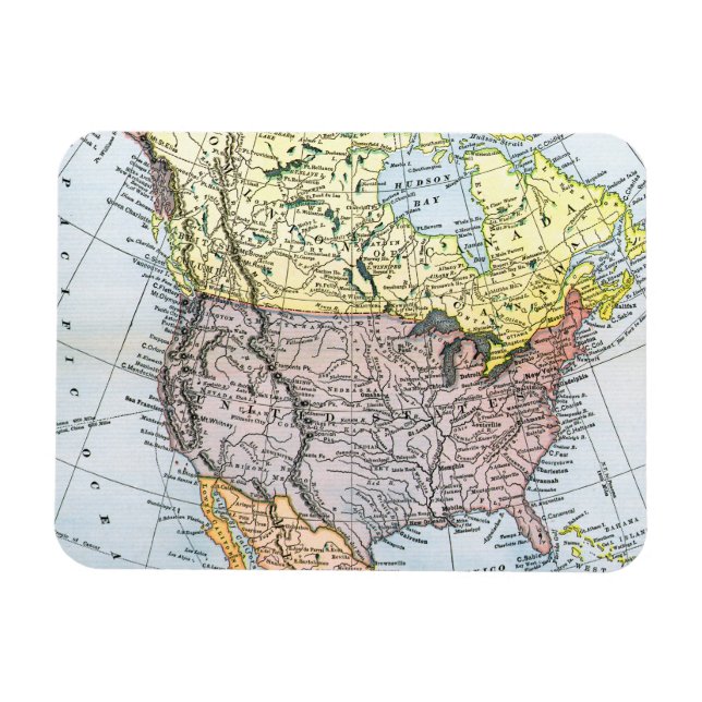 KARTA: NORDAMERIKA 1890 MAGNET (Horisontell)