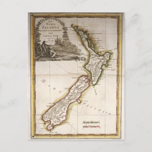 Karta Nya Zeeland Vykort (Framsida)